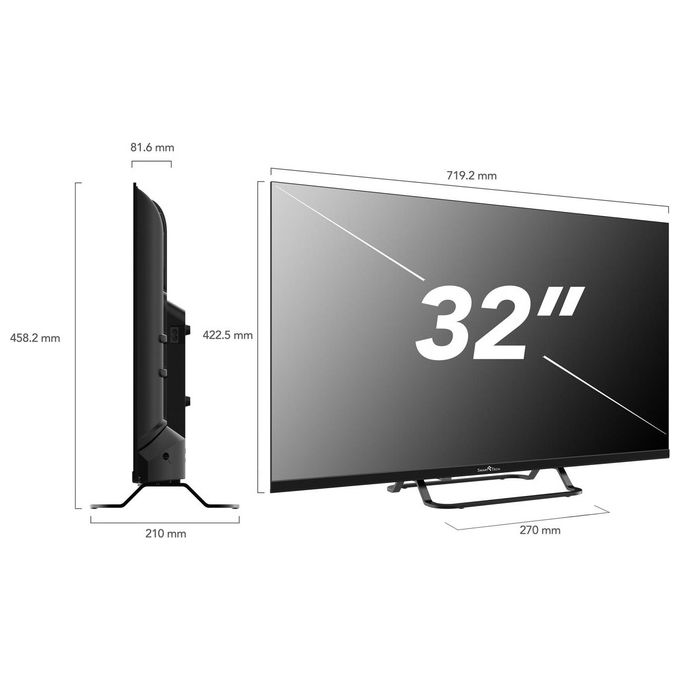 Smart-Tech 32HV02V TV LED 32'' HD Ready VIDAA Smart TV Wi-Fi DVB-T2-C-S2 Hotel Mode 3 HDMI colore Nero