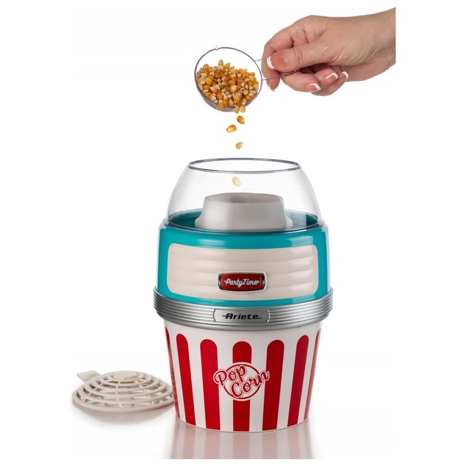 Ariete 2957 Party Time Macchina per Popcorn Aria Calda Ciotola Estraibile 60 g 1100 W colore Azzurro
