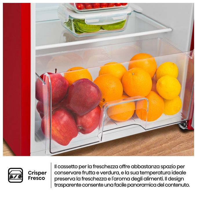 Hisense RR220D4ERE Frigorifero Monoporta 165 L 126.5 cm Classe E 37 dB Congelatore 4 Stelle LED colore Rosso
