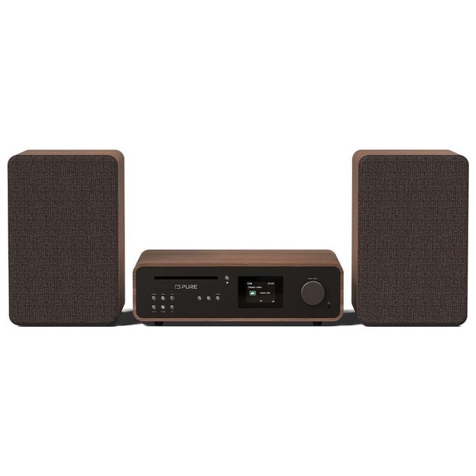 Pure 252808 Classic Stereo Microsistema Hi-Fi 50 W CD DAB+ FM Bluetooth 5.2 Wi-Fi Spotify colore Nero Noce