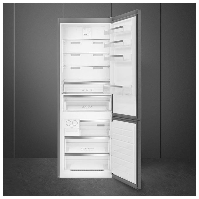 Smeg FC48XDNE Frigorifero Combinato 481 L 192 cm Classe E 41 dB No Frost Total Inverter Display LED colore Inox