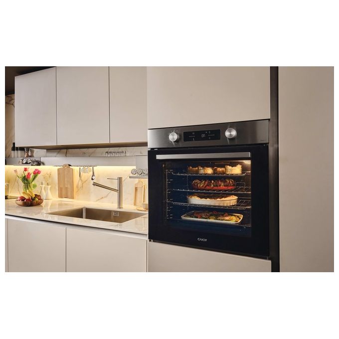 Candy CA6 N5B3EHTX Forno da incasso Elettrico Multifunzione 78 L Classe A++ Easy Steam Wi-Fi hOn 11 Programmi (60x60x60 cm) colore Nero Inox