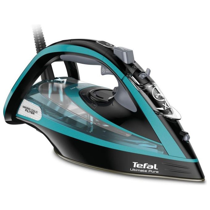 Tefal FV9844 Ultimate Pure Ferro da stiro a secco e a vapore 3200 W con piastra Durilium Autoclean e sistema anticalcare automatico colore Nero Blu
