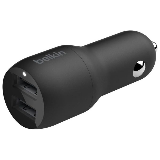 Belkin Boost Charge Doppio Caricabatteria da Auto Usb da 24W con Cavo da Usb-A a Usb-C Nero