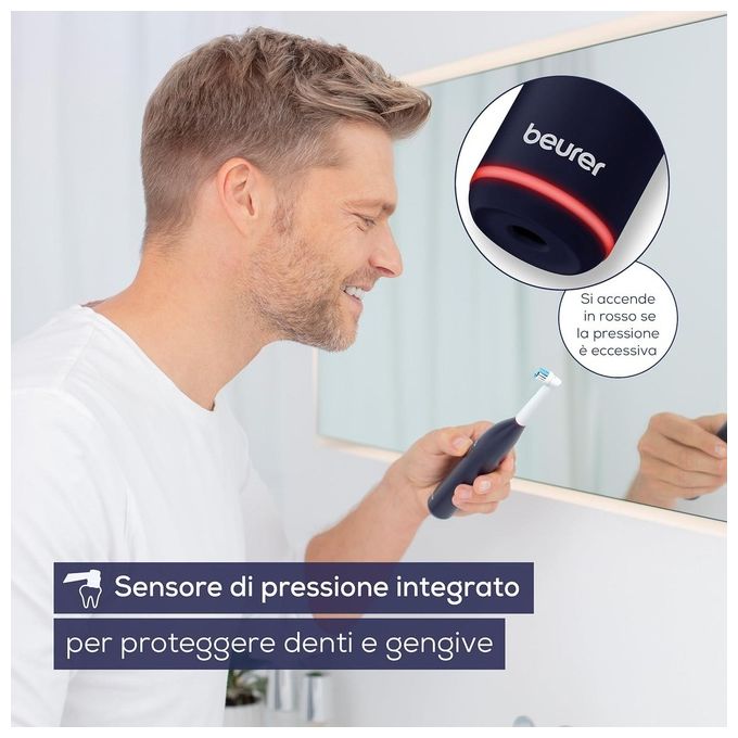 Beurer TB 50 Spazzolino elettrico oscillante 3D 3 modalita' timer 2 min autonomia 45 giorni sensore pressione colore Bianco