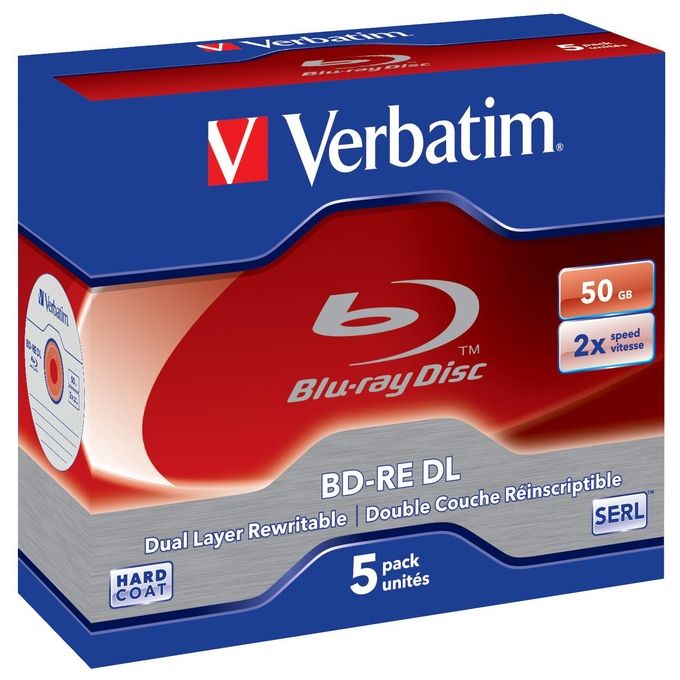 Verbatim Optical Media Bd-re dl 50gb 2x 5pk jc