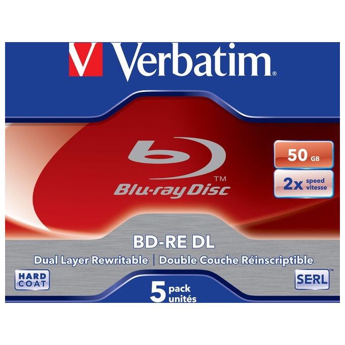Verbatim Optical Media Bd-re dl 50gb 2x 5pk jc