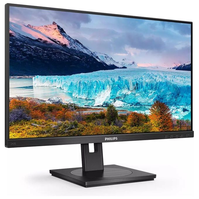 Philips 243S1-00 Monitor PC 23.8'' LED IPS Full HD 1920x1080 75 Hz USB-C Hub Integrato Altoparlanti Pivot Regolazione Altezza colore Nero