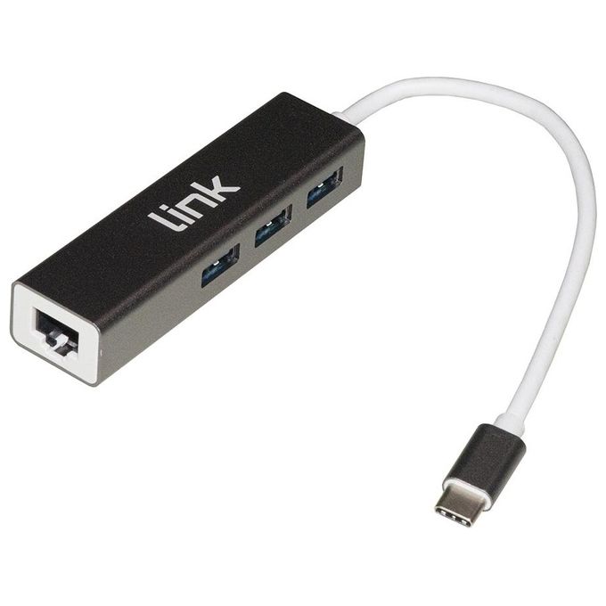 Link Hub Usb-C con 3 Porte Usb 3.0 + Gigabit