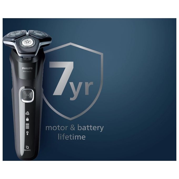 Philips S5898-25 Serie 5000 Rasoio elettrico rotante Wet and Dry 3 testine autonomia 60 min colore Nero