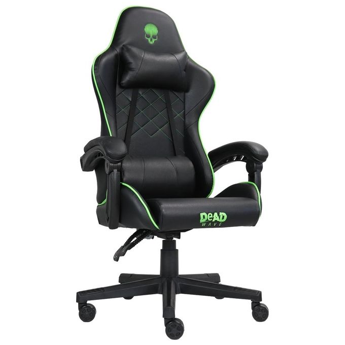 DEADWAVE DWGT00072 Skull Chair Sedia Gaming Ergonomica Semipelle Braccioli Imbottiti Reclinabile 135° 150 Kg colore Nero Verde