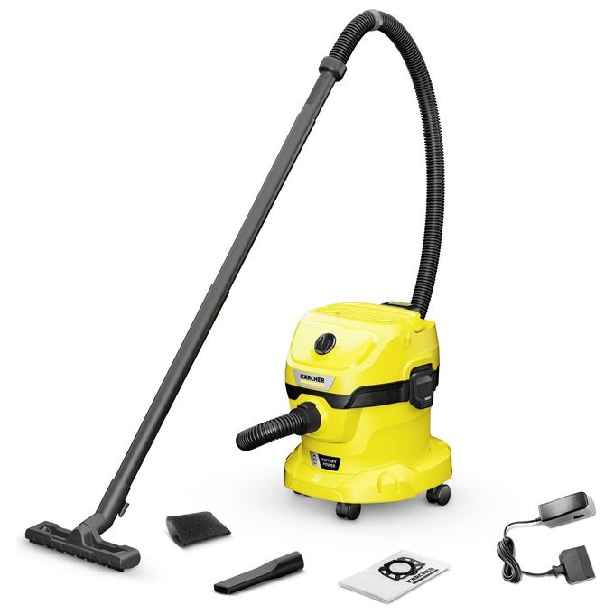 Kärcher 1.628-501.0 WD 2-18 Aspiratore a cilindro Secco e Bagnato con Batteria 12 L 225 W Autonomia 10 min colore Nero Giallo