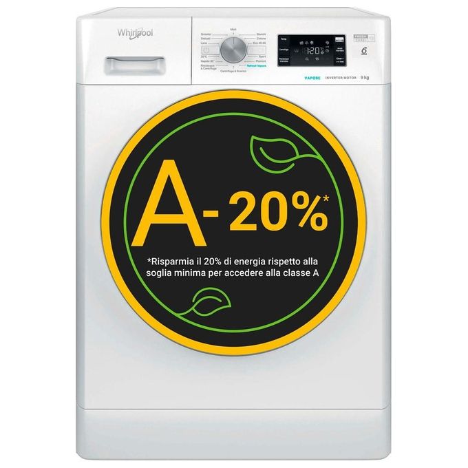 Whirlpool FFB948BSVIT Lavatrice Carica frontale 9 kg 1400 giri Classe A Inverter Vapore 6°senso Fresh