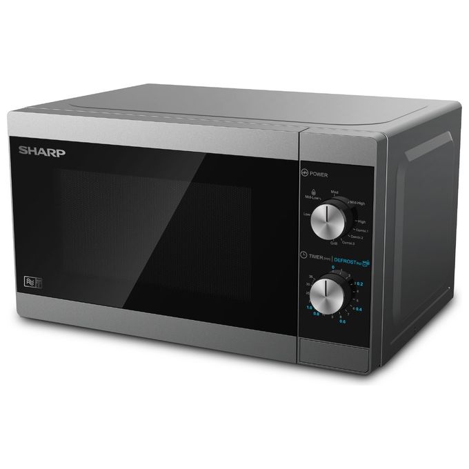 Sharp YC-MG01E-S Forno a Microonde con Grill Capacita' 20 Litri Potenza 800 W 5 Livelli di Potenza Funzione Timer Acciaio Inox