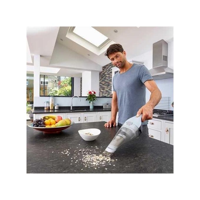 Black+Decker NVC215W Aspirabriciole Ricaricabile senza Sacchetto Capacita' 0,385 L Autonomia 10 minuti Tecnologia Litio 7,2 V Blu-Grigio