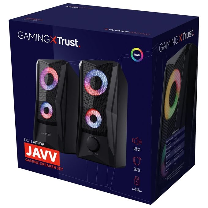 Trust GXT 606 JAVV Casse PC Gaming 2.0 Canali 12W Alimentazione USB Ingresso AUX colore Nero