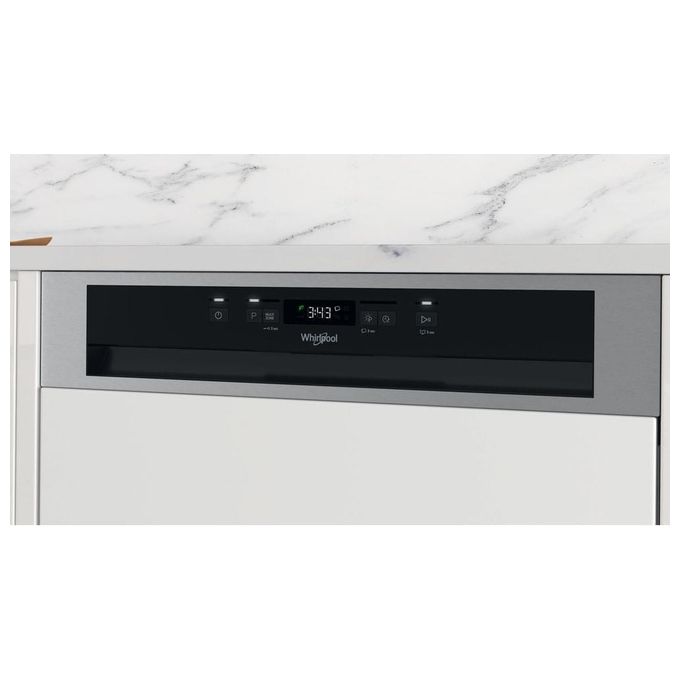 Whirlpool WB6020PX Lavastoviglie Semi Incasso 14 coperti Classe E 8 Programmi 46 dB Natural Dry 6° Senso (82x60x55 cm) colore Inox