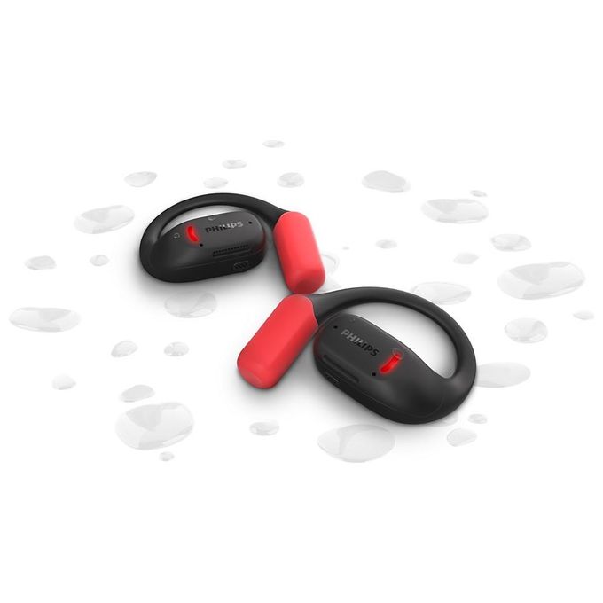 Philips TAA6709BK-00 Serie 6000 Auricolari Sport True Wireless Bluetooth 5.3 IP55 28h custodia ricarica colore Nero Rosso