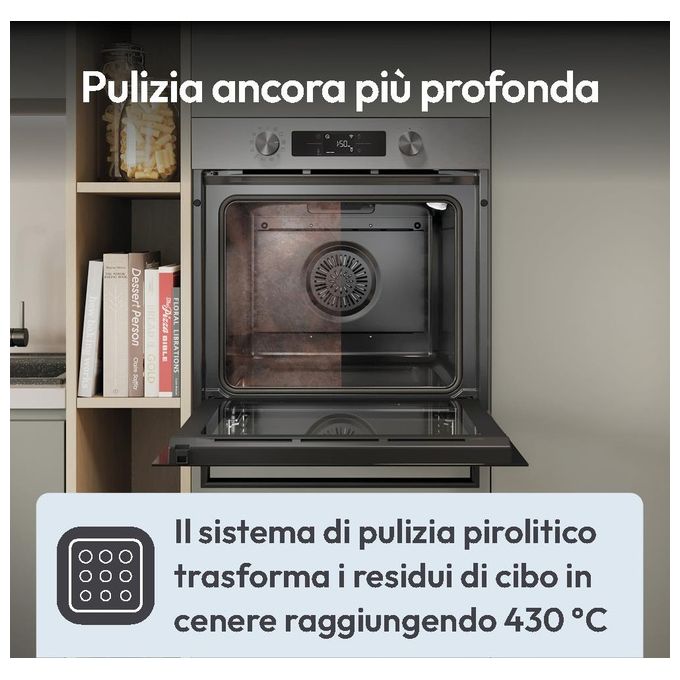 CANDY CA6 N5B3EYTX Bake 800 Forno da incasso elettrico multifunzione 78 L Classe A++ con cottura a vapore Wi-Fi (59.5x59.5x56.8 cm) colore Nero Acciaio Inox