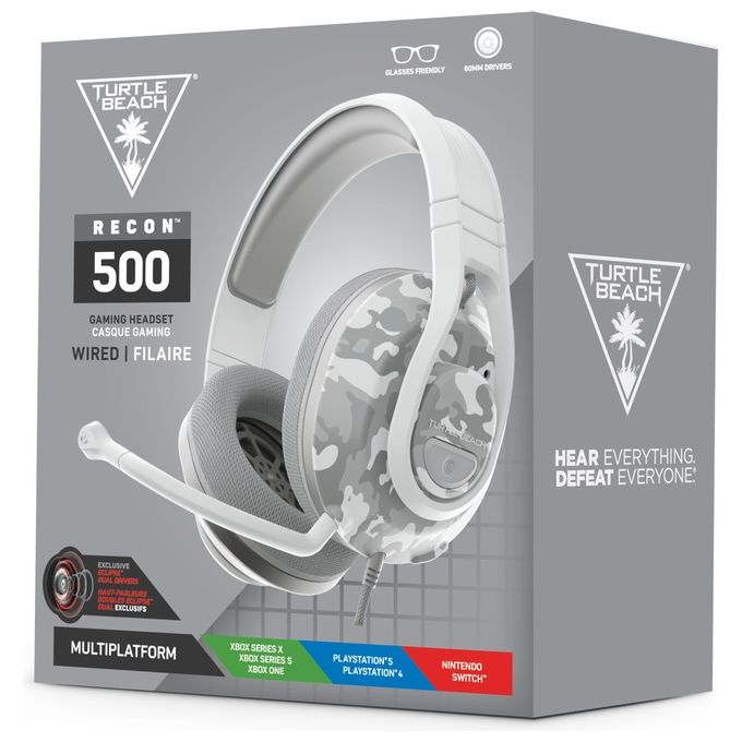 Turtle Beach TBS-6405-02 Recon 500 Cuffie Gaming Cablate Driver 60 mm Microfono Rimovibile Multipiattaforma colore Bianco