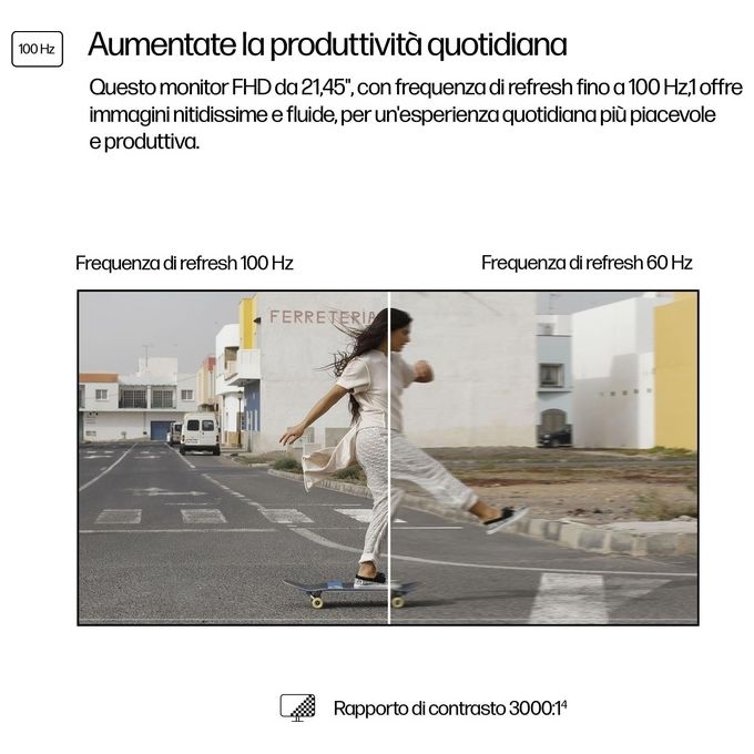 HP 9U5A2AA#ABB Serie 3 Pro Monitor FHD 21.4'' 1920x1080 100Hz VA LCD HDMI VGA colore Nero