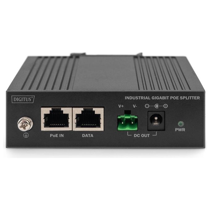Digitus DN-651140 Splitter PoE Gigabit Ethernet Industriale 60W 10-100-1000 Mbit-s IEEE802.3bt 12V 4,25A colore Nero
