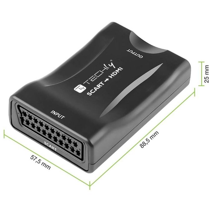 Techly IDATA SCART-HDMI3 Convertitore Video da SCART a HDMI Plug and Play 1080p 720p colore Nero