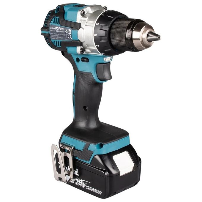 Makita DDF489RTJ Trapano avvitatore a batteria 18V motore brushless 21 posizioni coppia 174x81x261 mm colore Nero Blu Acciaio