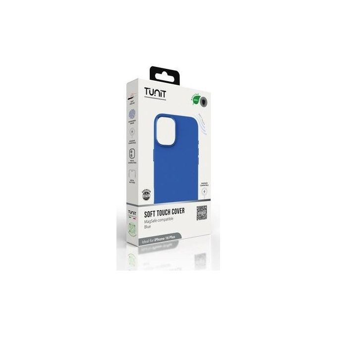 Tunit Clear Cover per iPhone 16 Plus Soft Touch in Silicone con MagSafe Blu