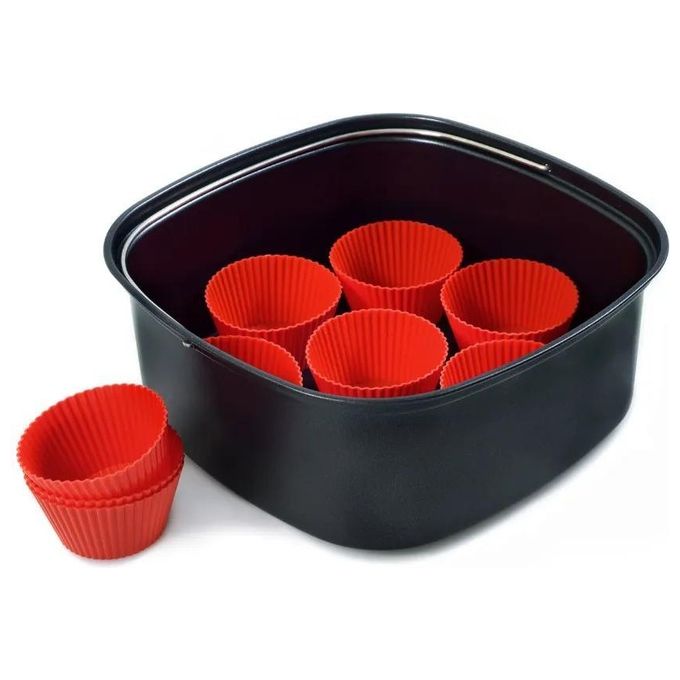 Philips HD9956-00 Kit Accessorio Cottura in Forno per Airfryer XXL vassoio 3L 9 stampi muffin silicone colore Nero Rosso