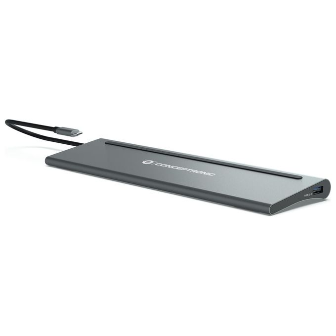 Conceptronic DONN17G Docking Station 12 in 1 USB 3.2 Gen 1 Type-C Triplo Display 4K HDMI DisplayPort USB PD 100W GbE SD colore Grigio