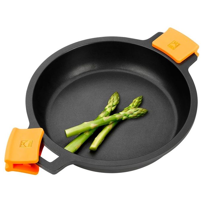 Casseruola bassa antiaderente per induzione con coperchio e 2 maniglie in silicone Diametro 36