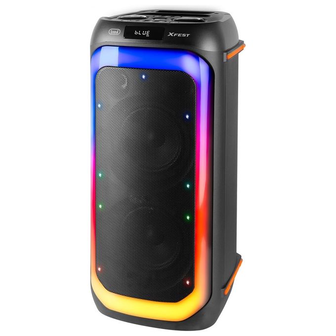 Trevi XF 780 KB XFest Cassa Bluetooth 110W 2 vie Bass Reflex Karaoke 2 Microfoni USB MicroSD TWS Batteria colore Nero