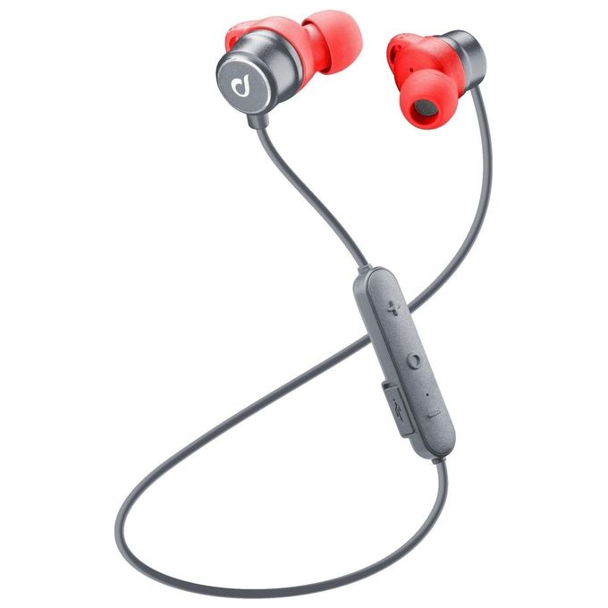 Cellular Line Run Auricolari in Ear per lo Sport Nero-Rosso