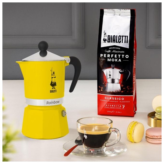 Bialetti Rainbow Caffettiera Colorata Alluminio Giallo 1 Tazza