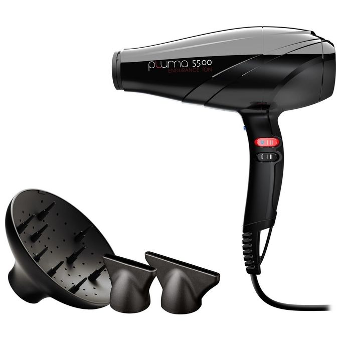 Ga.ma SH1601 Pluma 5500 Ion Asciugacapelli 2400W Tecnologia Ionica 2 Velocita' 3 Temperature 2 Bocchette Diffusore colore Nero
