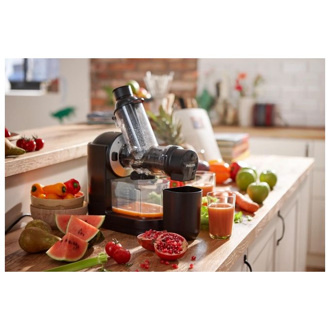 Philips HR1889-70 Viva Collection Estrattore di Succo Slow Juicer 150W Apertura XL 70mm 1L colore Nero
