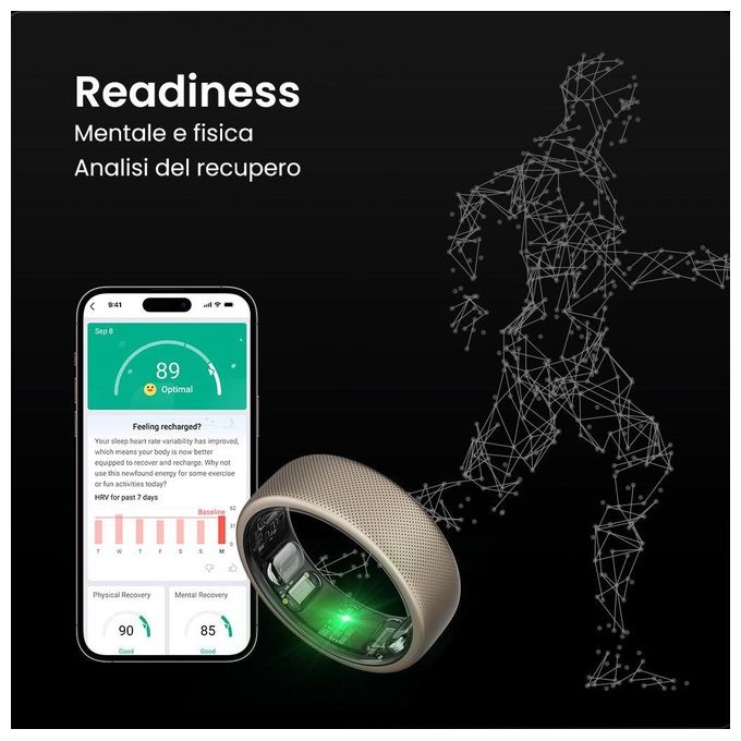 Amazfit W2321TY1N Helio Ring Anello Smart Taglia 10 Bluetooth 10 ATM autonomia 4 giorni colore Titanio
