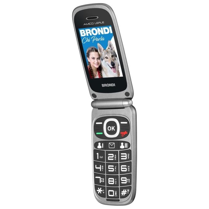 Brondi B0D7J5GC71 Amico Leale Telefono Cellulare per Anziani Dual SIM Display 2.4'' Tasto SOS Bluetooth colore Nero Metal