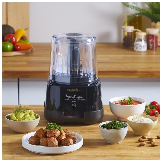 Moulinex DP810810 La Moulinette Ultimate Tritatutto 5 Funzioni Powelix 2 Lame Titanio 0,55 L 1000 W colore Nero