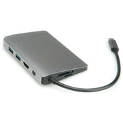 ROLINE 12.02.1021 Docking Station USB 3.2 Gen 2 Type-C 2x USB 3.2 Gen 1 Type-A 1x USB 3.2 Gen 1 Type-C HDMI 4K Mini DisplayPort Lettore SD MicroSD Uscita Audio 3.5 mm colore Grigio