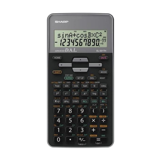 Sharp El531thbgy Calcolatrice Scientifica 2 Righe x 12 Caratteri 10 Cifre 2 Esponenti Grigia