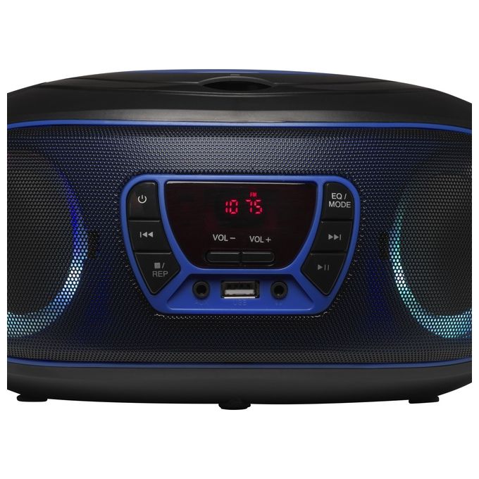 Denver TCL-212BT Lettore CD Portatile Radio FM Bluetooth MP3 USB AUX 4W colore Nero Blu