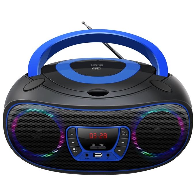Denver TCL-212BT Lettore CD Portatile Radio FM Bluetooth MP3 USB AUX 4W colore Nero Blu