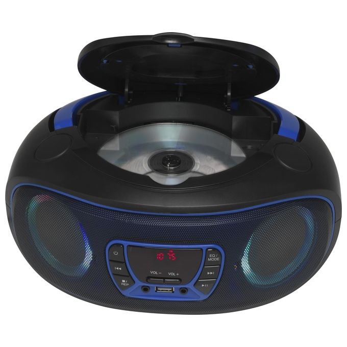 Denver TCL-212BT Lettore CD Portatile Radio FM Bluetooth MP3 USB AUX 4W colore Nero Blu