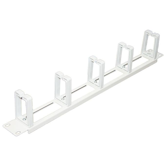 Link listello guidacavi forato per armadi 19'' (1 unita') grigio chiaro con 5 ganci