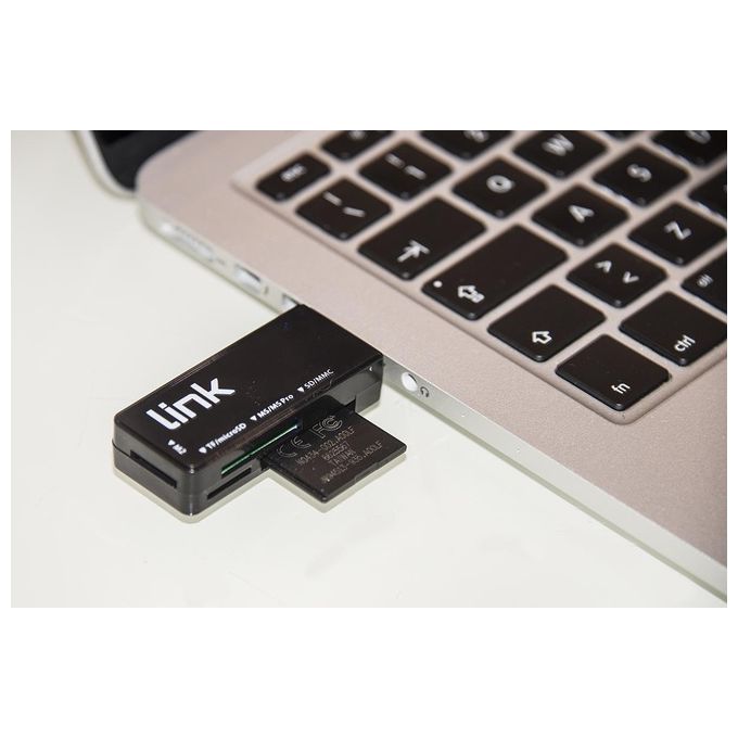 Link mini lettore card usb 3.0 5gbps lettura simultanea di 4 schede t-flash, micro sd, sd, mmc, rs-mmc, ms, ms pro, ms, ms duo