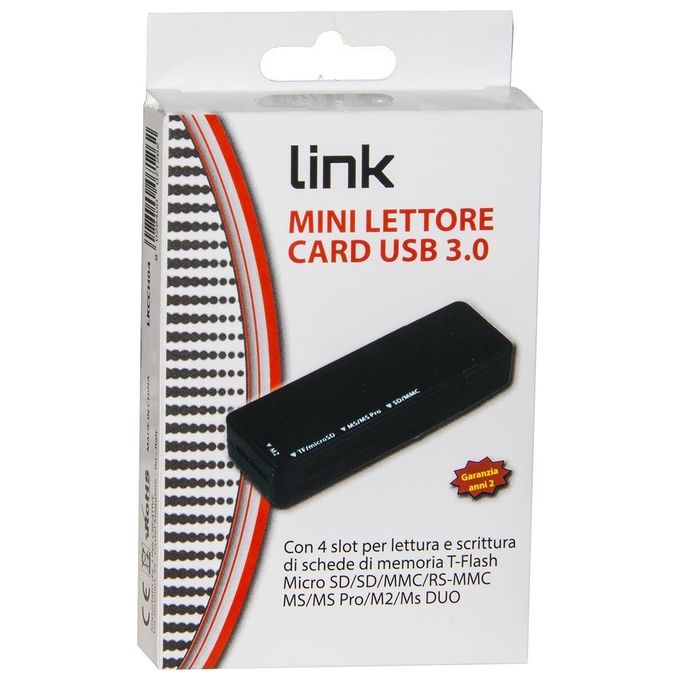 Link mini lettore card usb 3.0 5gbps lettura simultanea di 4 schede t-flash, micro sd, sd, mmc, rs-mmc, ms, ms pro, ms, ms duo