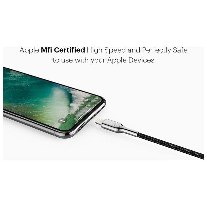 Cygnett CY2799PCCCL Armoured Cavo Lightning USB-C 1 m MFi certificato nylon intrecciato Kevlar colore Nero