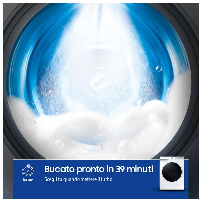 [ComeNuovo] Samsung WW90T734DWH Lavatrice Carica Frontale AI Control UltraWash Classe energetica A Capacita' di carico 9 Kg Centrifuga 1400 giri Motore Digital Inverter Vapore Igenizzante Ecodosatore Ecolavaggio